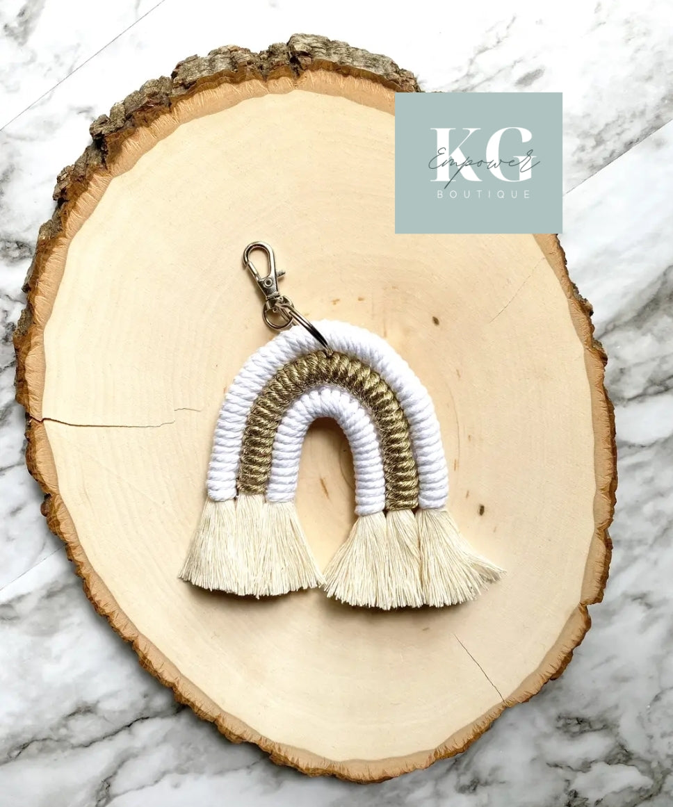 Rainbow Macrame Keychain