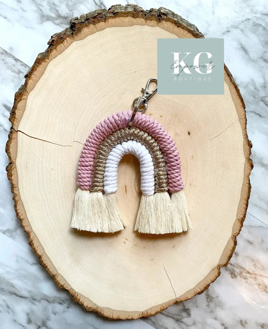 Rainbow Macrame Keychain